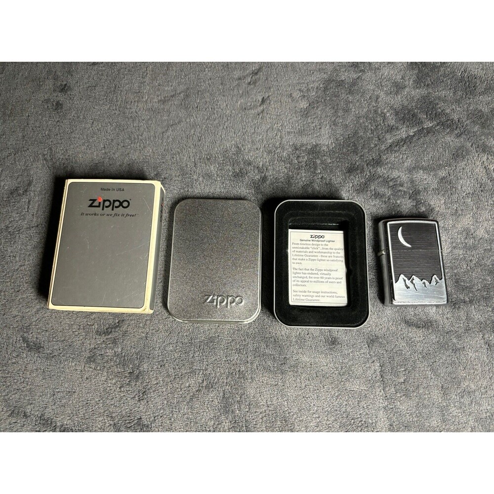 Vintage Zippo Lighter Marlboro Moon Over Mountains New in Tin Box